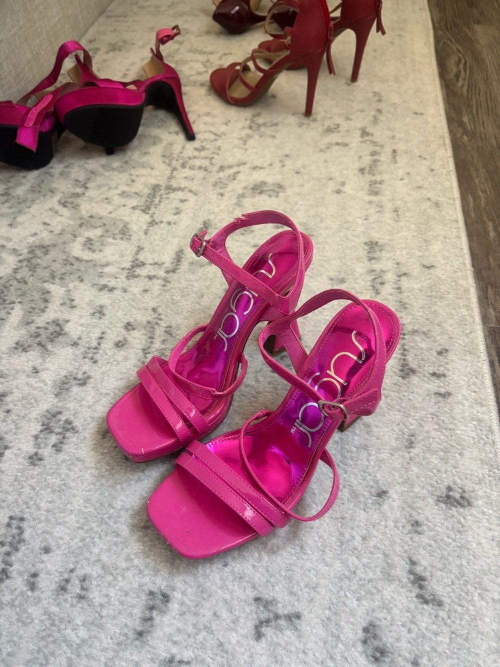 Sugar Hot Pink Strappy Patent High Heels